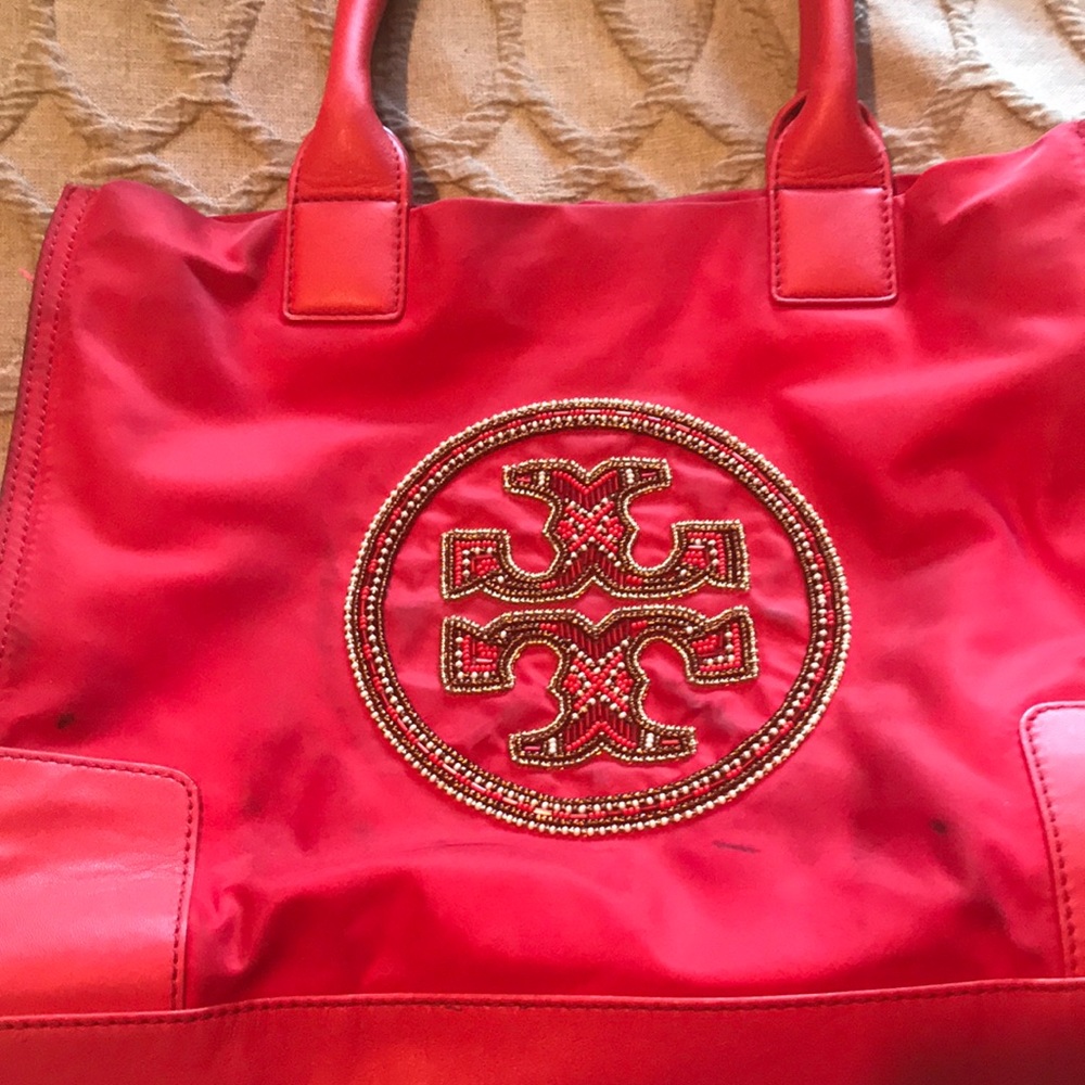 Tory Burch Satchel In Color Red, With Beaded Logo - image 3